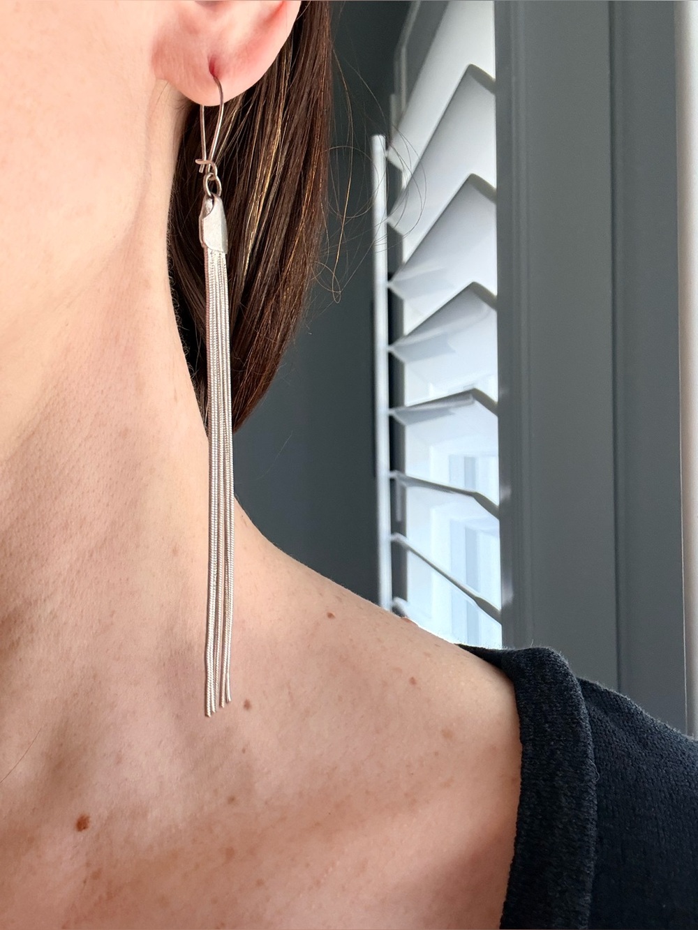 Silver Tassel Drop Dangle Earrings